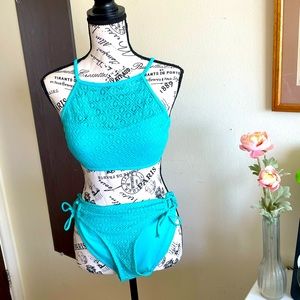 Turquoise NoBo two piece swimsuit S